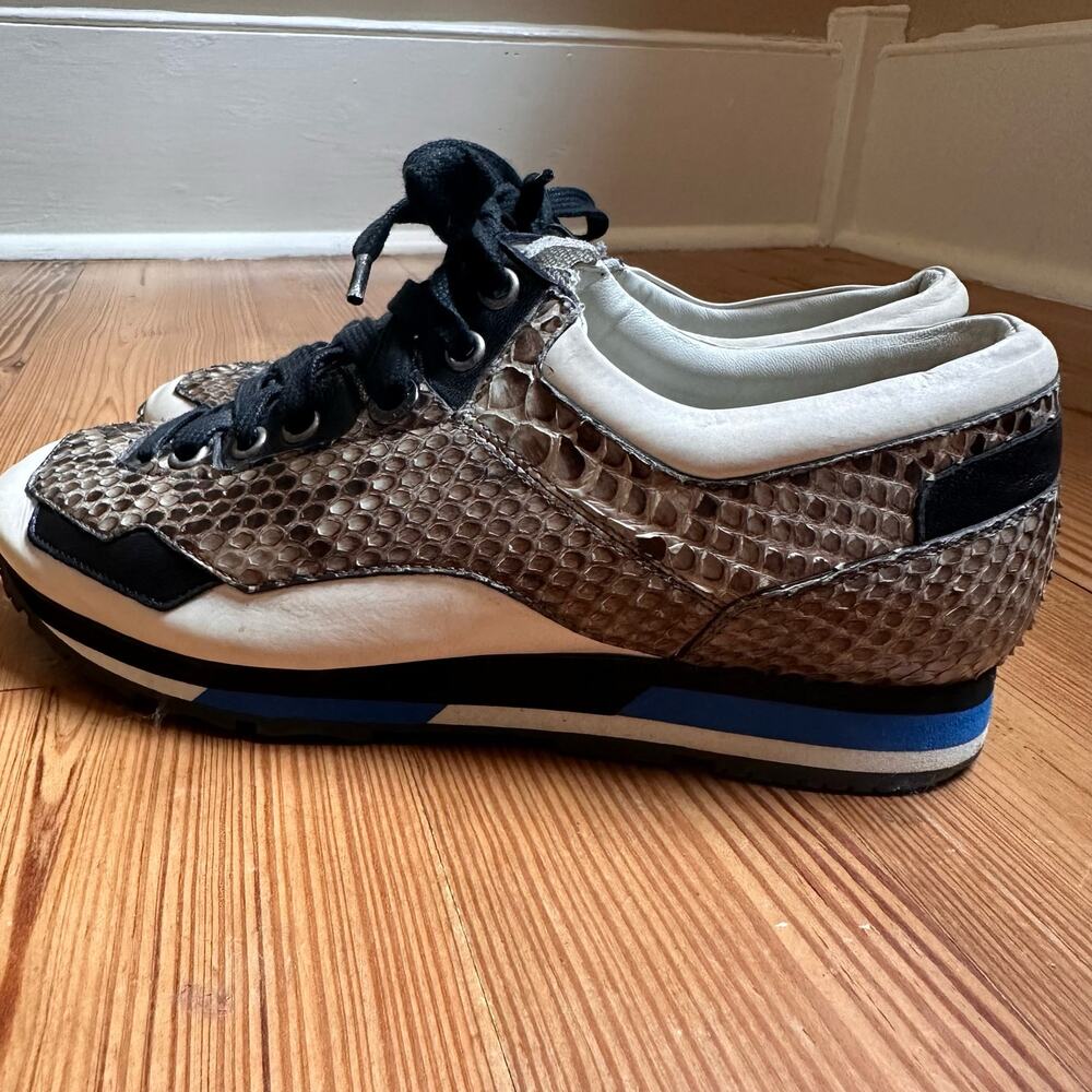 Lanvin brown snakeskin white blue accent leather sneakers SIZE‎ 36/5.5, 6 - Picture 5 of 8